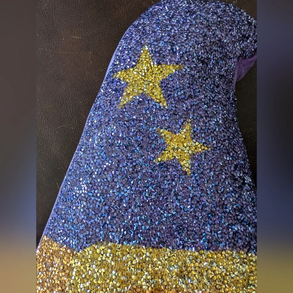 Sparkles home Purple and Gold Wizard Hat Pillow NEW